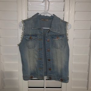 Light wash jean vest